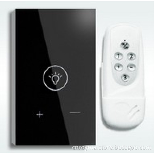 US style, 1 gang dimmer switch with remote control, crystal glass panel with LED indicator,AC110-240V light switch